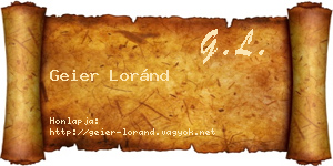 Geier Loránd névjegykártya